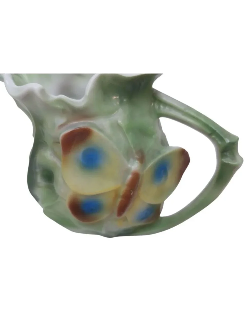 Vintage MV Co Butterfly on Cabbage Creamer Ruffled Rim